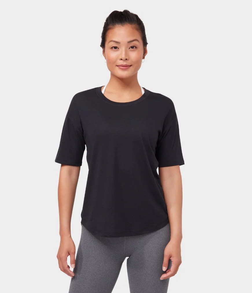 Manduka ENLIGHTENED Women's T Shirts Black | 9005596