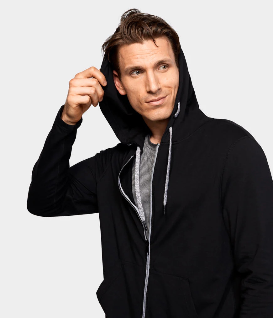 Manduka INTENTIONAL ZIP Men's Hoodie Black | 9731524