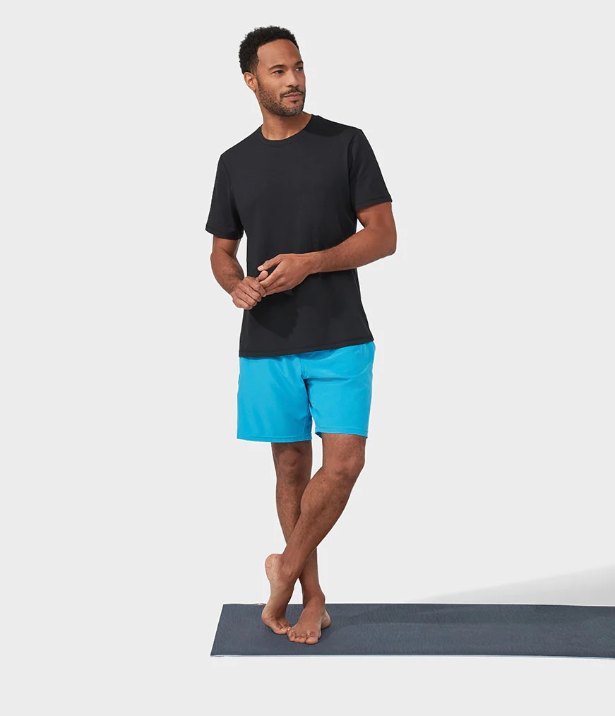 Manduka REFINED Men's T Shirts Black | 6261783