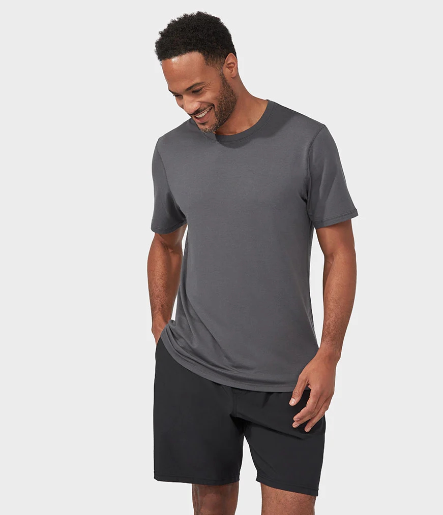 Manduka REFINED Men's T Shirts Grey | 9332063
