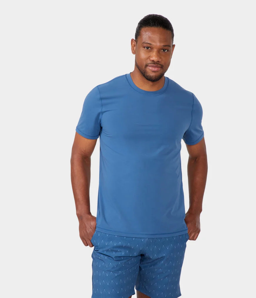 Manduka REVIVE Men's T Shirts Blue | 7206502