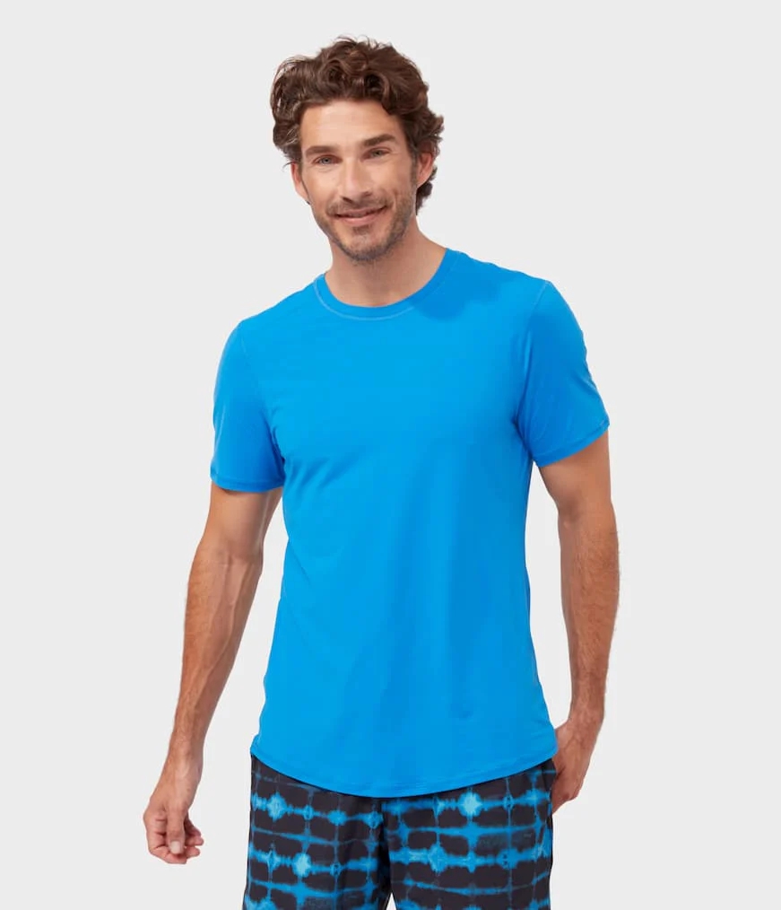 Manduka TECH Men's T Shirts Blue | 4542103