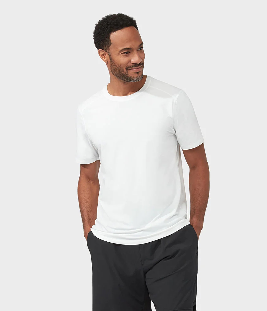 Manduka TECH Men's T Shirts White | 3531643
